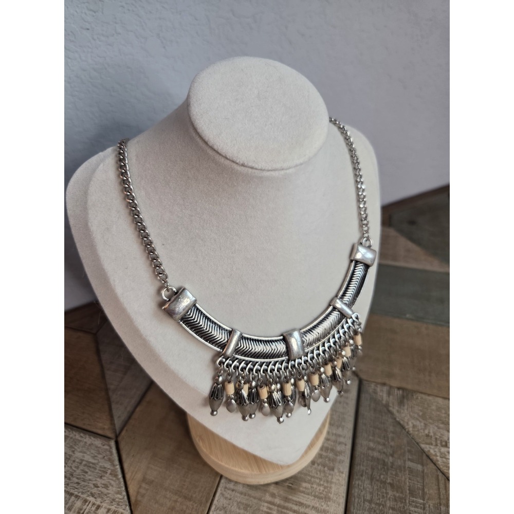 American Eagle Y2k‎ Vintage Feather Statement Western charm necklace Silver